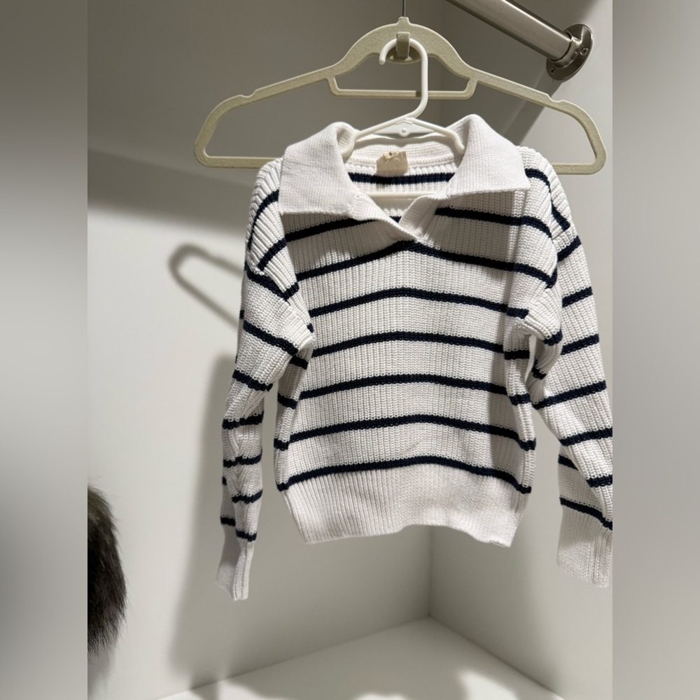 Classic Navy and White Striped Kids Sweater